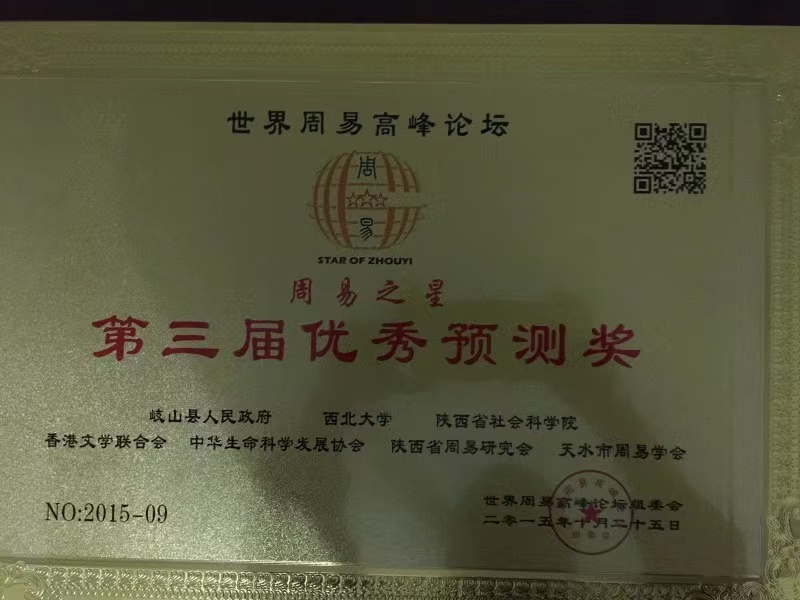 荣获周易优秀预测奖